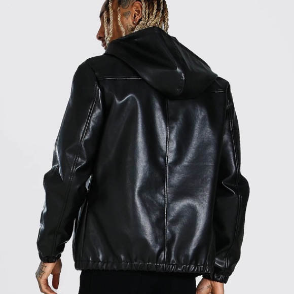 Leather look boohoo man jacket - Picture 3 of 11